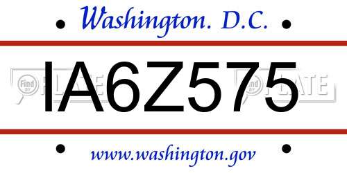 IA6Z575 District Of Columbia License Plate