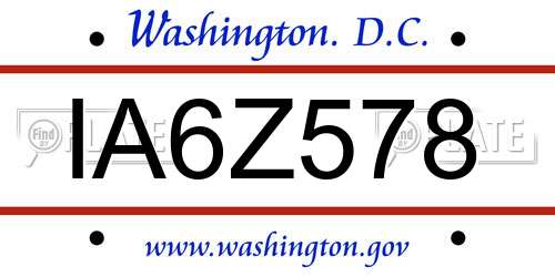 IA6Z578 District Of Columbia License Plate