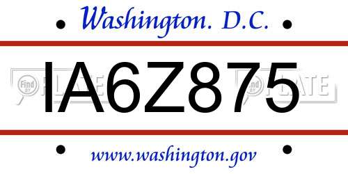 IA6Z875 District Of Columbia License Plate