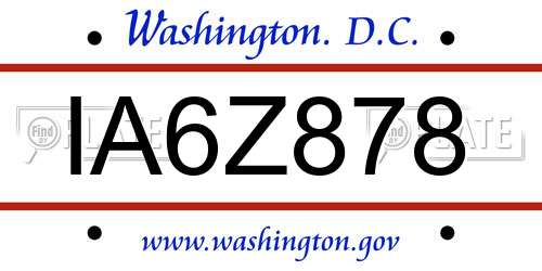 IA6Z878 District Of Columbia License Plate