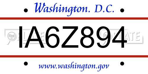 IA6Z894 District Of Columbia License Plate