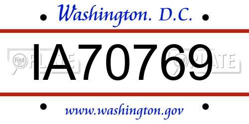 IA70769 District Of Columbia License Plate