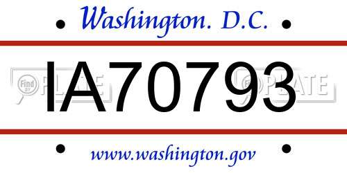 IA70793 District Of Columbia License Plate