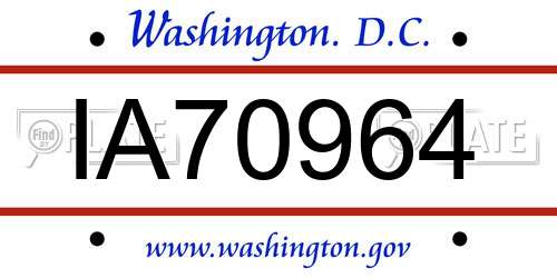 IA70964 District Of Columbia License Plate
