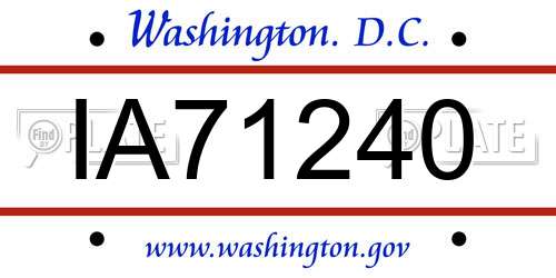 IA71240 District Of Columbia License Plate