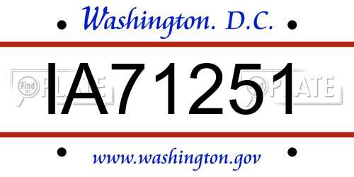 IA71251 District Of Columbia License Plate