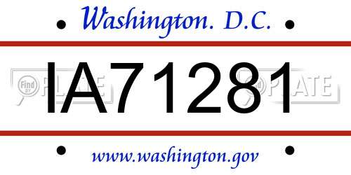 IA71281 District Of Columbia License Plate