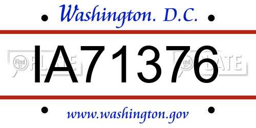 IA71376 District Of Columbia License Plate