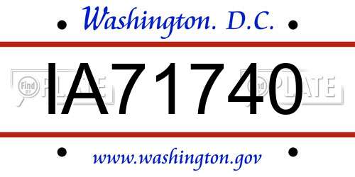 IA71740 District Of Columbia License Plate