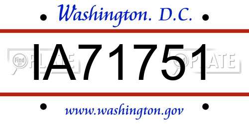 IA71751 District Of Columbia License Plate