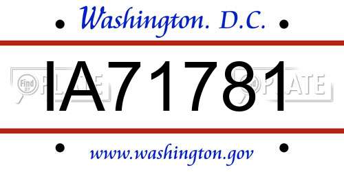 IA71781 District Of Columbia License Plate