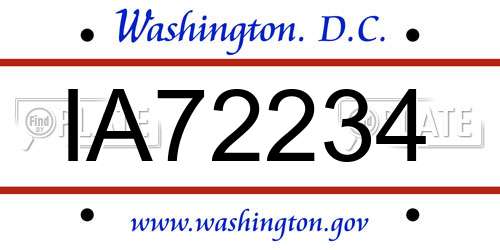 IA72234 District Of Columbia License Plate