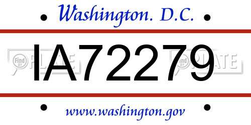 IA72279 District Of Columbia License Plate