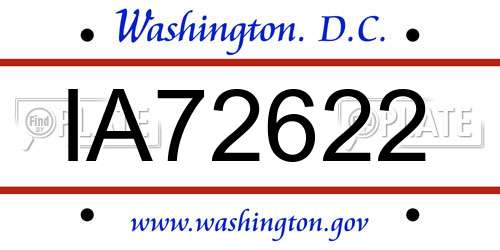 IA72622 District Of Columbia License Plate