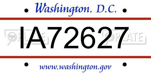 IA72627 District Of Columbia License Plate