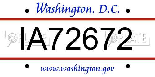 IA72672 District Of Columbia License Plate