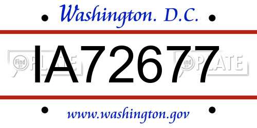 IA72677 District Of Columbia License Plate