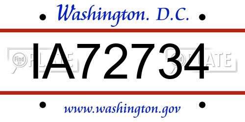 IA72734 District Of Columbia License Plate