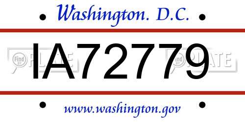 IA72779 District Of Columbia License Plate