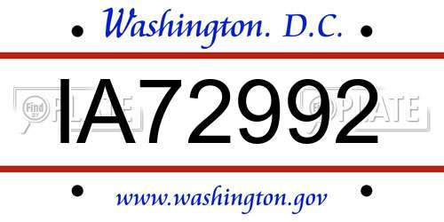 IA72992 District Of Columbia License Plate