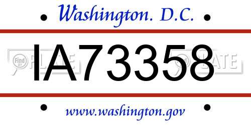 IA73358 District Of Columbia License Plate