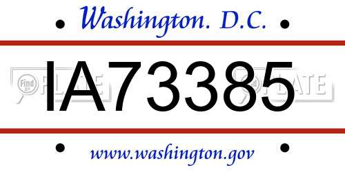 IA73385 District Of Columbia License Plate