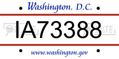 IA73388 District Of Columbia License Plate