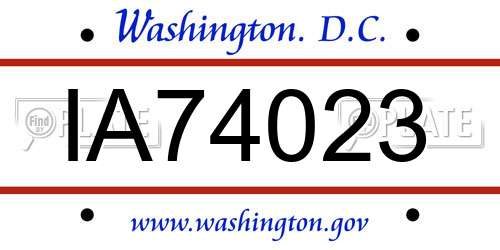 IA74023 District Of Columbia License Plate