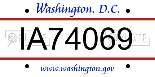 IA74069 District Of Columbia License Plate