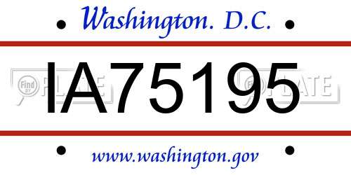 IA75195 District Of Columbia License Plate