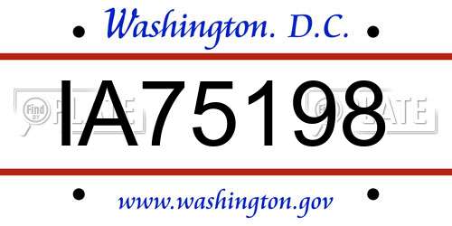 IA75198 District Of Columbia License Plate