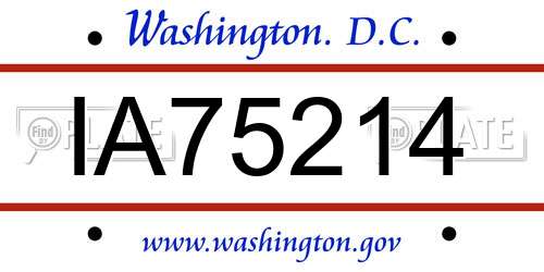 IA75214 District Of Columbia License Plate