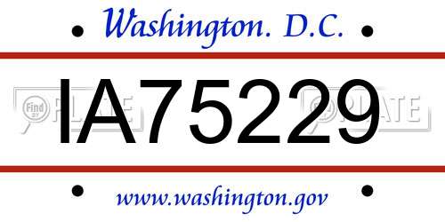 IA75229 District Of Columbia License Plate