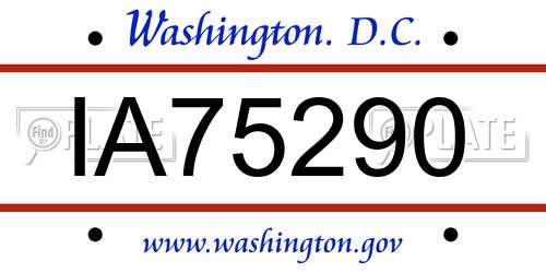 IA75290 District Of Columbia License Plate