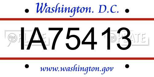 IA75413 District Of Columbia License Plate
