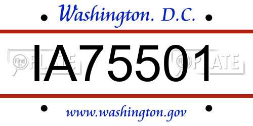 IA75501 District Of Columbia License Plate