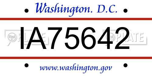 IA75642 District Of Columbia License Plate