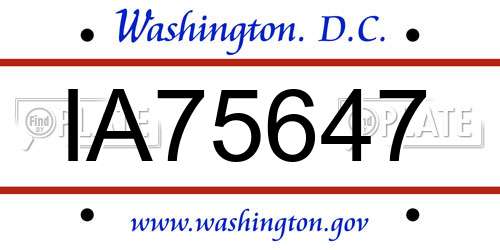 IA75647 District Of Columbia License Plate