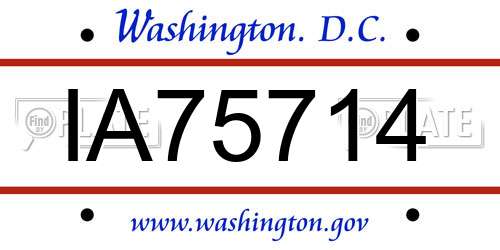 IA75714 District Of Columbia License Plate