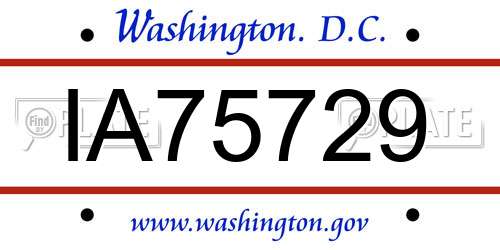 IA75729 District Of Columbia License Plate