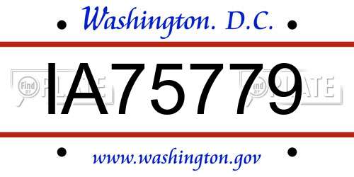 IA75779 District Of Columbia License Plate