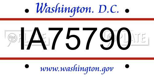 IA75790 District Of Columbia License Plate