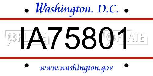 IA75801 District Of Columbia License Plate