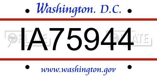 IA75944 District Of Columbia License Plate