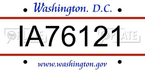 IA76121 District Of Columbia License Plate