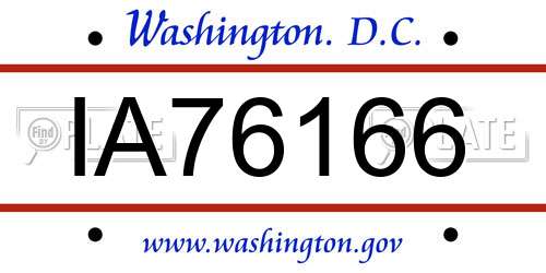 IA76166 District Of Columbia License Plate