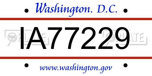 IA77229 District Of Columbia License Plate