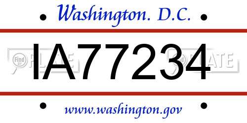 IA77234 District Of Columbia License Plate