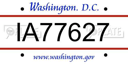IA77627 District Of Columbia License Plate