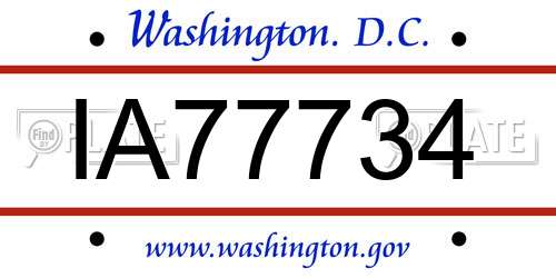 IA77734 District Of Columbia License Plate